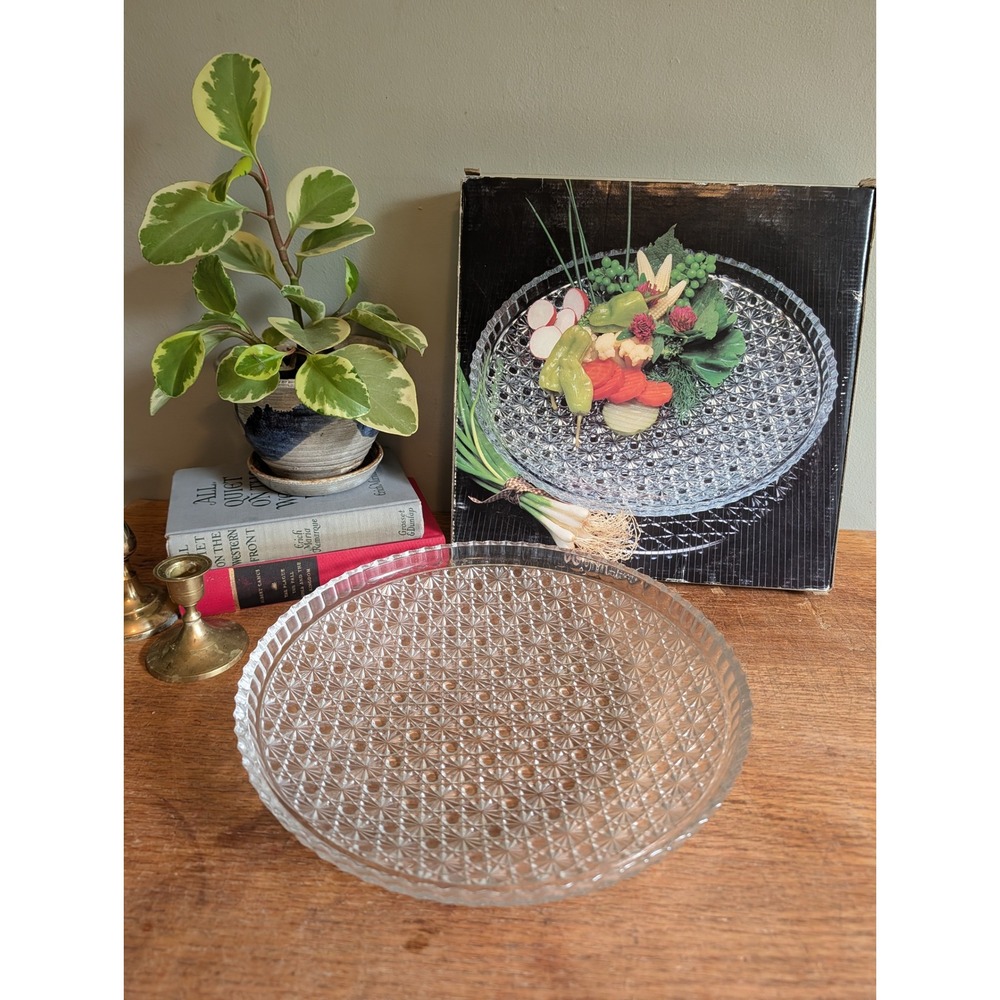 Mikasa Crystal Galaxy Hostess Platter RC142/001 Vintage Hoya Japan 12 Inch Tray